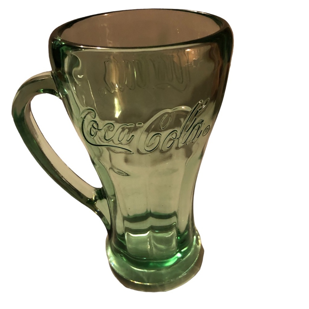 Vintage Dining Libbey Coca-Cola 14.5 Oz Genuine Green Glass Mug Vintage Handle